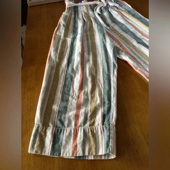 Madewell Tie-Waist Huston Pull-On Crop Pants in Stripe, Size Large - Picture 6 of 9